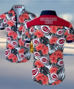 MLB Cincinnati Reds Hawaiian Shirt Red Hibiscus Flowers Beach Trip Gift