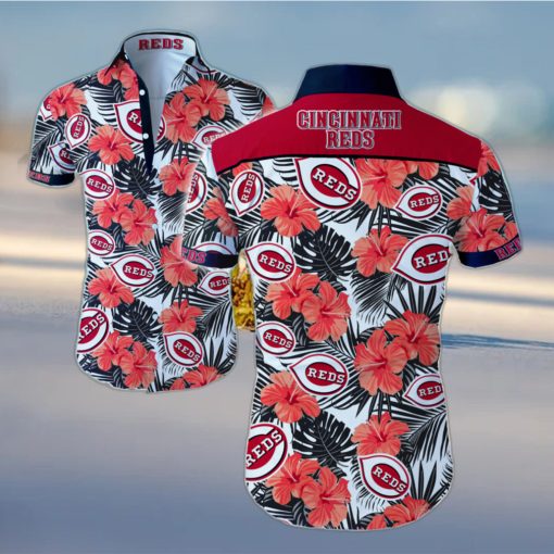 MLB Cincinnati Reds Hawaiian Shirt Red Hibiscus Flowers Beach Trip Gift