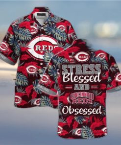 MLB Cincinnati Reds Hawaiian Shirt Stress Blessed Obsessed Aloha Beach Trip Gift