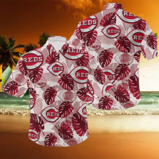 MLB Cincinnati Reds Logo Leaf 3D Hawaiian Shirt For Fans Gift Summer