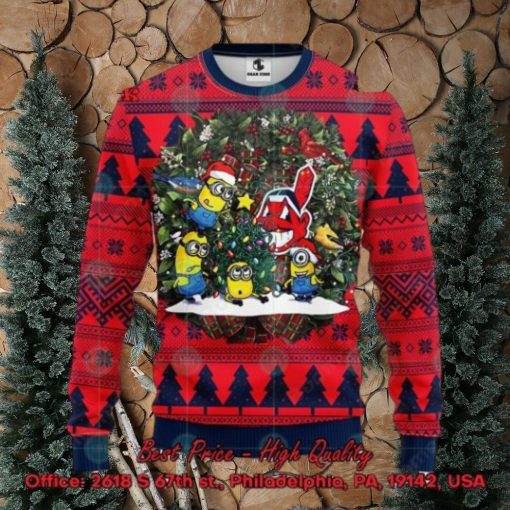 MLB Cleveland Guardians Minions Christmas Circle Ugly Christmas Sweater