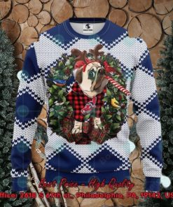 MLB Cleveland Guardians Pug Candy Cane Ugly Christmas Sweater