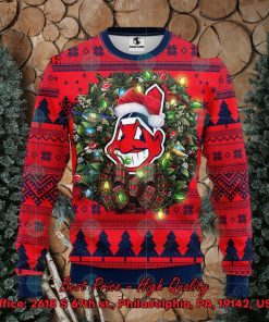 MLB Cleveland Guardians Santa Hat Christmas Circle Ugly Christmas Sweater