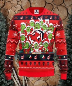 MLB Cleveland Indians Cute 12 Grinch Face Xmas Day Ugly Christmas Sweater Sport Fans Men And Women Christmas Gift