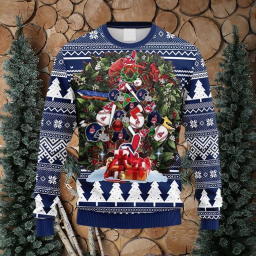 MLB Cleveland Indians Tree Fleece 3D Sweater For Men And Women Gift Ugly Christmas