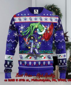 MLB Colorado Rockies Grinch Hand Christmas Light Ugly Christmas Sweater