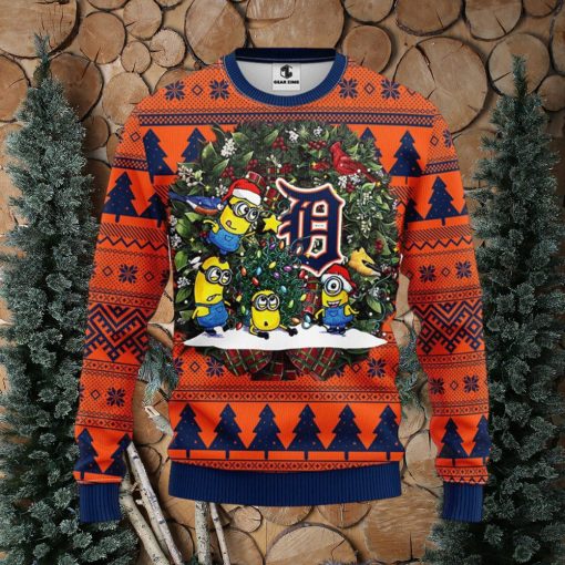 MLB Detroit Tigers Minions Christmas Circle Ugly Christmas Sweater