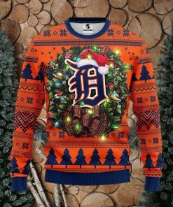 MLB Detroit Tigers Santa Hat Christmas Circle Ugly Christmas Sweater