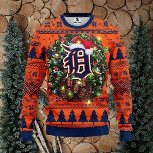 MLB Detroit Tigers Santa Hat Christmas Circle Ugly Christmas Sweater