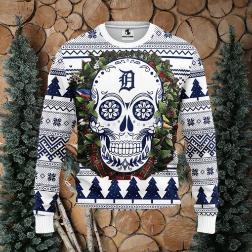 MLB Detroit Tigers Skull Flower Ugly Christmas Sweater