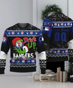 MLB Grinch Drink Up Texas Rangers Custom Ugly Christmas Sweater