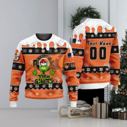 MLB Grinch Fuck Them San Francisco Giants Custom Ugly Xmas Wool Knitted Sweater