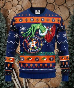 MLB Houston Astros Grinch Hand Christmas Light Ugly Christmas Sweater