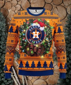 MLB Houston Astros Santa Hat Christmas Circle Ugly Christmas Sweater