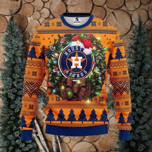 MLB Houston Astros Santa Hat Christmas Circle Ugly Christmas Sweater