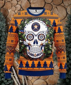 MLB Houston Astros Skull Flower Ugly Christmas Sweater