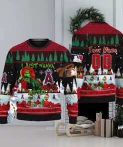 MLB I Just Wanna Los Angeles Angels All Day Grinch Ugly Christmas Holiday Sweater