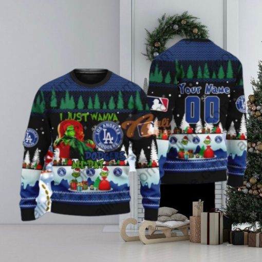 MLB I Just Wanna Los Angeles Dodgers All Day Grinch Sweater