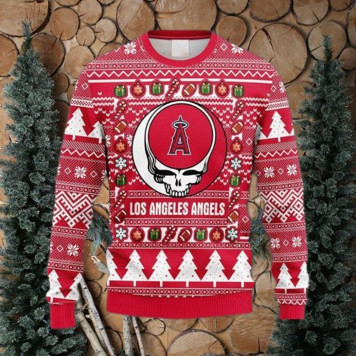 MLB Los Angeles Angels Grateful Dead Fleece 3D Knitted Sweater For Men And Women Gift Ugly Christmas