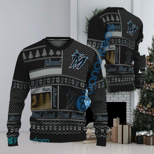 MLB Miami Marlins Logo Design Ugly Christmas Sweater Gift For Men Women