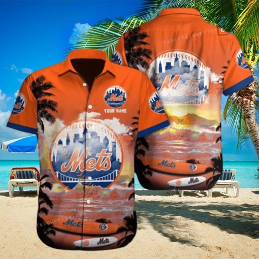 MLB New York Mets Hawaiian Shirt Custom Name Beach Gift For Dad