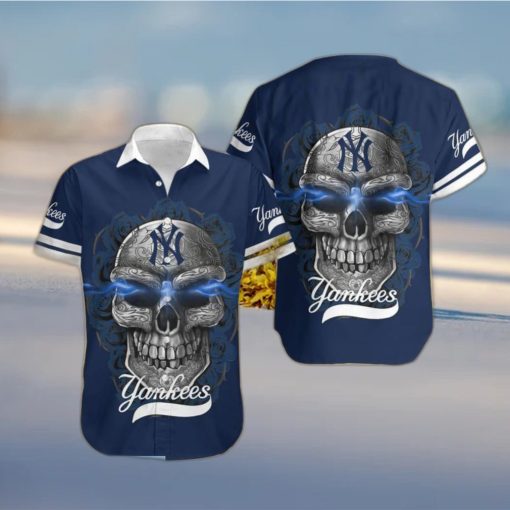 MLB New York Yankees Skull Carved Halloween Hawaiian Shirt Gift Men Women