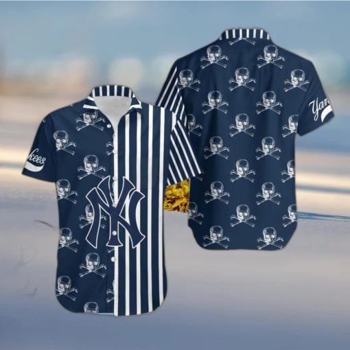 MLB New York Yankees Skull Pattern Danger Hawaiian Shirt For Halloween