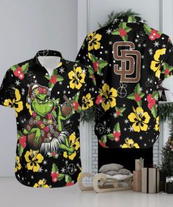 MLB San Diego Padres Aloha Grinch Relax Christmas Pattern Holly 3D Hawaiian Shirt