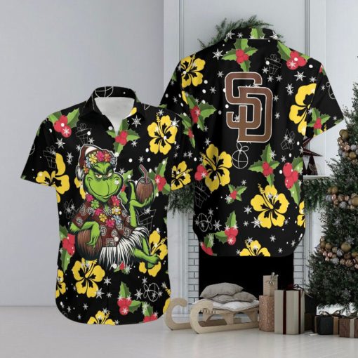 MLB San Diego Padres Aloha Grinch Relax Christmas Pattern Holly 3D Hawaiian Shirt