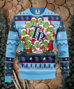 MLB Tampa Bay Rays Cute 12 Grinch Face Xmas Day Ugly Christmas Sweater Sport Fans Men And Women Christmas Gift