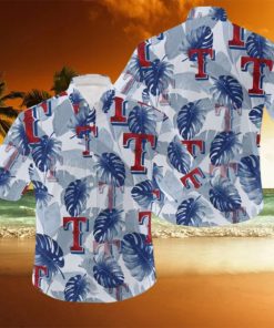 MLB Texas Rangers Logo Leaf 3D Hawaiian Shirt For Fans Gift Summer