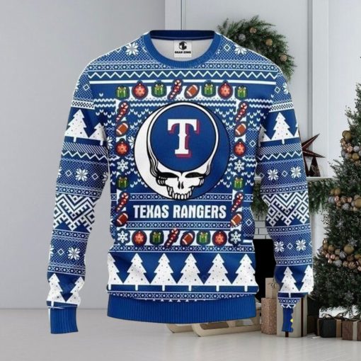 MLB Texas Rangers Ugly Christmas Sweater The Intelligence Of The Skull Unisex Sweater