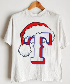 MLB Texas Rangers baseball Santa hat logo shirt