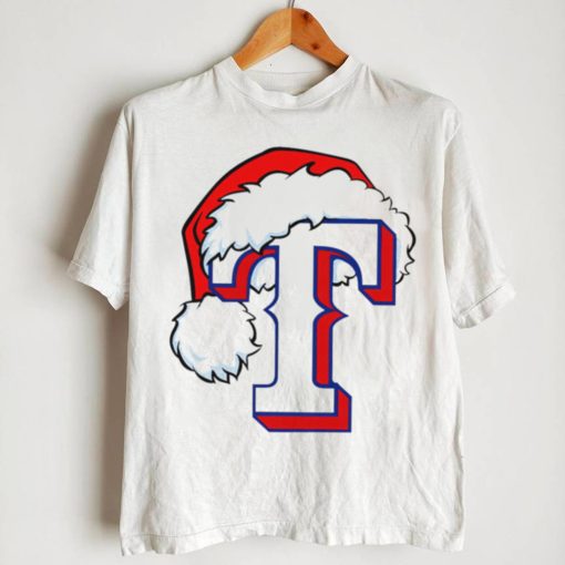 MLB Texas Rangers baseball Santa hat logo shirt