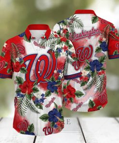 MLB Washington Nationals Hawaiian Shirt Hibiscus Flowers Pattern Summer Aloha