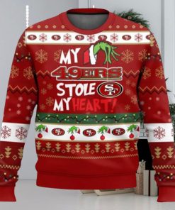 NFL San Francisco 49ers Grinch Hand My 49ers Stole My Heart Ugly Christmas Sweater