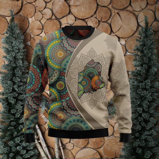 Maine Mandala Christmas For Christmas Gifts Ugly Christmas Wool Knitted Sweater