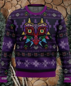 Majoras Mask Seamless Pattern Legend of Zelda For Christmas Gifts Christmas Ugly Wool Knitted Sweater