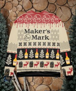 Maker’s Mark Bourbon Whisky Pine Tree & Reindeer Ugly Christmas Sweater Christmas Gift For Men And Women