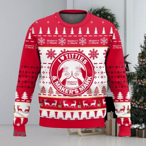 Maker’s Mark Titties Funny 3D Ugly Christmas Sweater Sport Fans Christmas Gift