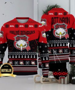 Malmo Redhawks Ugly Christmas Sweater Logo Custom Name Gift Fans