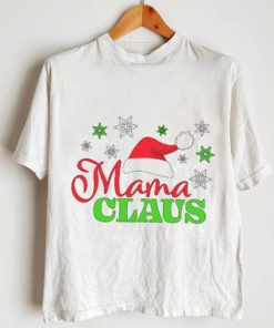 Mama Claus with Christmas Santa Hat and Snowflakes T Shirt