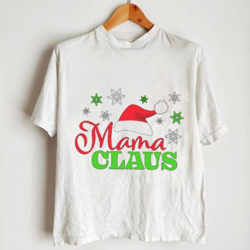 Mama Claus with Christmas Santa Hat and Snowflakes T Shirt