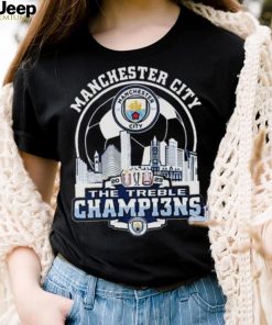 Manchester City Skyline 2023 The Treble Champions Shirt