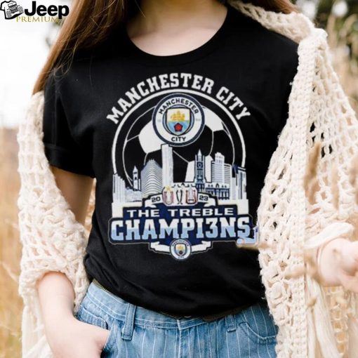 Manchester City Skyline 2023 The Treble Champions Shirt