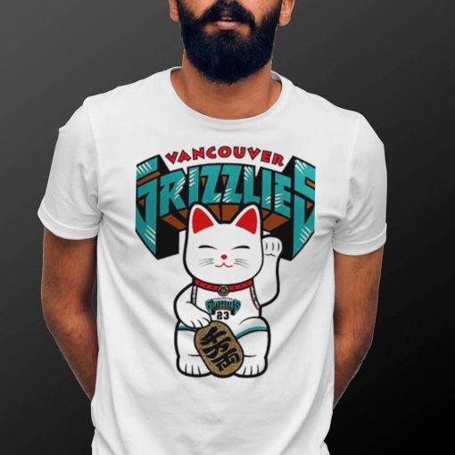 Maneki Neko Lucky cat X Vancouver Grizzlies logo shirt