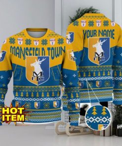 Mansfield Town FC Big Logo Custom Name 3D Ugly Christmas Sweater Christmas Gift For Big Fans