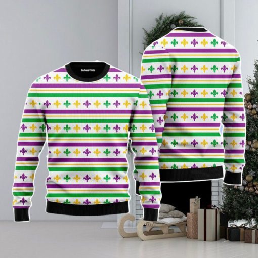 Mardi Gras Striped Seamless Christmas Unisex Ugly Sweater
