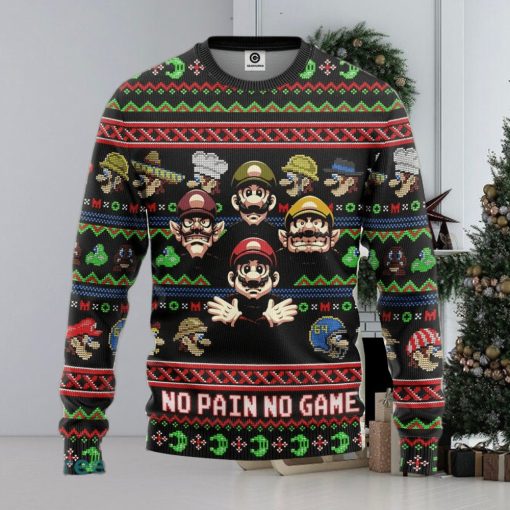 Mario No Pain No Game Ugly Christmas Sweater Gift For Men Women