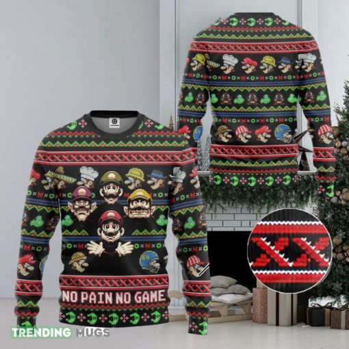 Mario No Pain No Game Ugly Super Mario Luigi Ugly Sweater Bowser Mario Bros Video Game Xmas